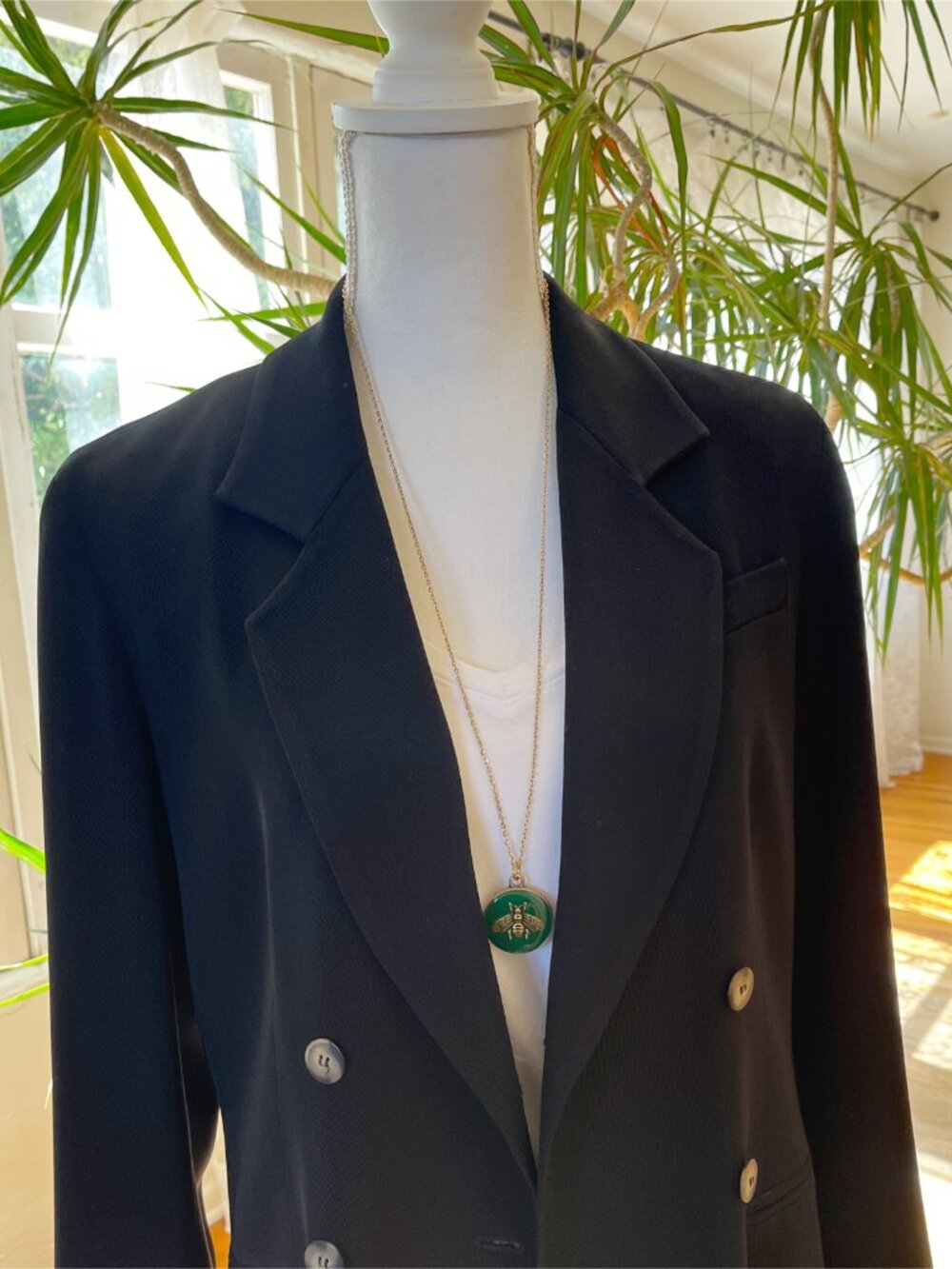 GUCCI Bee Charm Necklace Pendant Green Gold Stamped Zipper Pull - Picture 10 of 14
